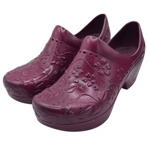 Dansko Pixie Women's Floral Embossed Clogs - Burgundy - US Size 6.5-7